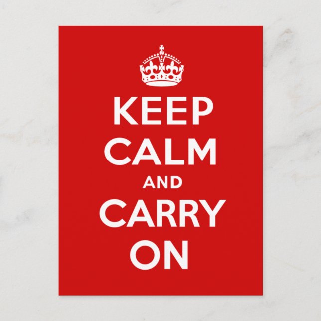 Keep Calm and Carry On English Crown Cool Red Postcard (Front)