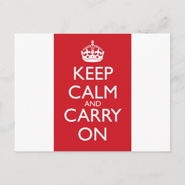 Keep Calm And Carry On: Fire Engine Red Postcard (Front)