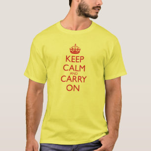 Keep Calm and Carry On Fire Engine Red Text T-Shirt