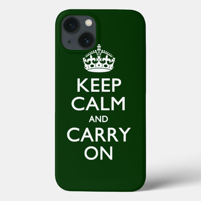 KEEP CALM AND CARRY ON Forest Green Case-Mate iPhone Case (Back)
