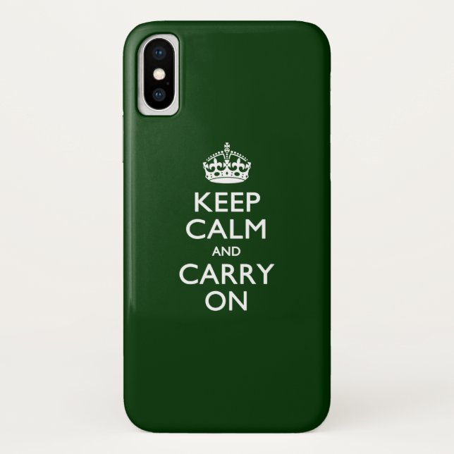KEEP CALM AND CARRY ON Forest Green Case-Mate iPhone Case (Back)
