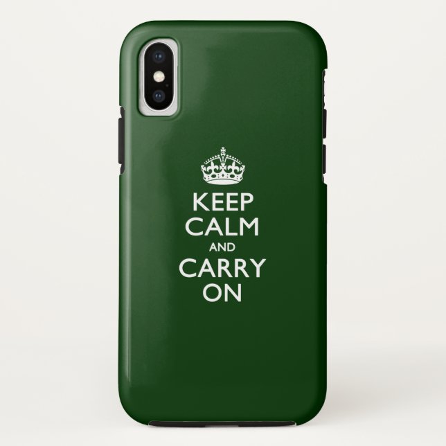 KEEP CALM AND CARRY ON Forest Green Case-Mate iPhone Case (Back)