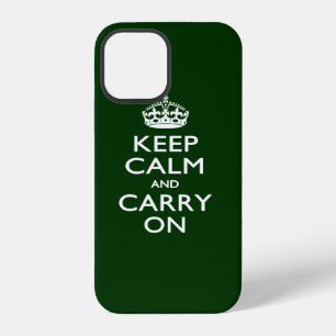 KEEP CALM AND CARRY ON Forest Green Decor iPhone 12 Case