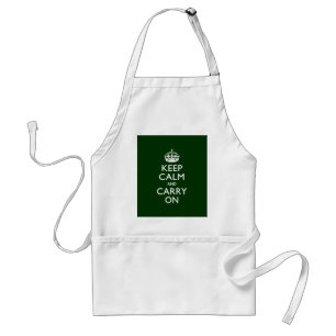 KEEP CALM AND CARRY ON Forest Green Standard Apron