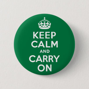 Keep Calm and Carry On Green 6 Cm Round Badge