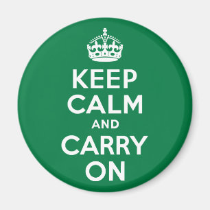 Keep Calm and Carry On Green Magnet