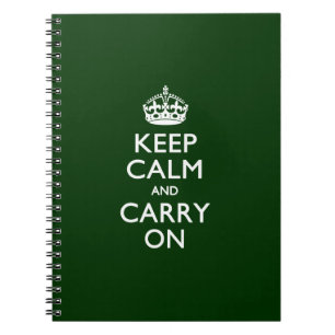 KEEP CALM AND CARRY ON Green Spiral Notebook