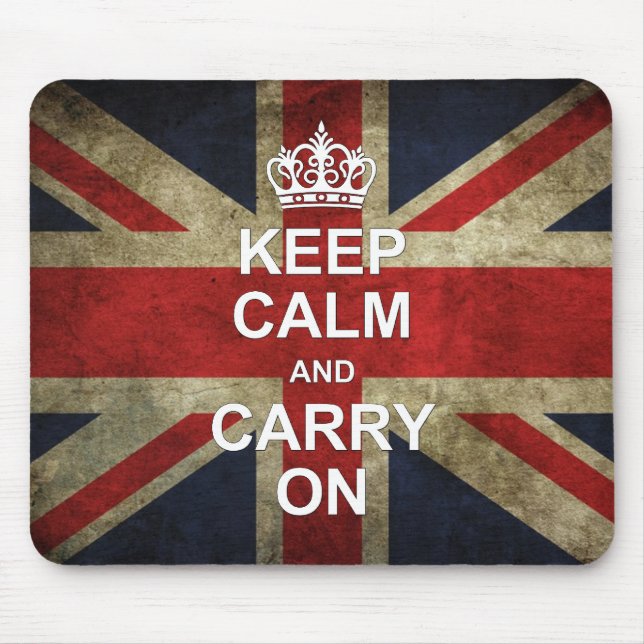 Keep Calm and Carry On - Grunge British Flag Mouse Pad (Front)