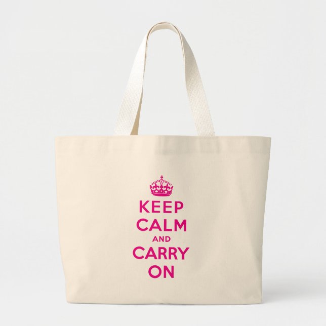 Keep Calm And Carry On Large Tote Bag (Front)