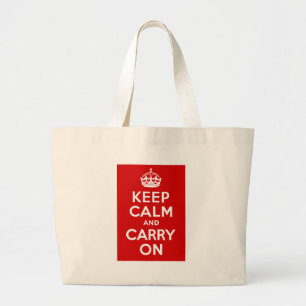 Keep Calm and Carry On Large Tote Bag