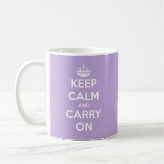 Keep Calm and Carry On Lavender Personalised Coffee Mug