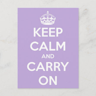 Keep Calm and Carry On Lavender Postcard