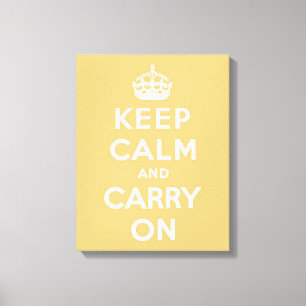 Keep Calm and Carry On Light Yellow Canvas Print