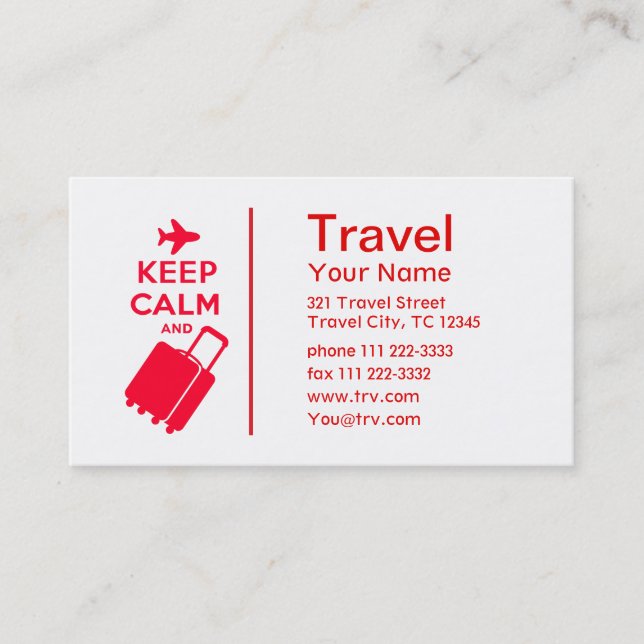 Keep Calm and Carry on Luggage Business Card (Front)