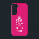 Keep calm and carry on meme pink custom samsung galaxy case<br><div class="desc">Keep calm and carry on meme neon pink custom Samsung Galaxy S22 Case. Make your own personalised keep calm quote. Pink or custom background colour. Funny template design with modern typography and princess crown. Colours can be changed.</div>