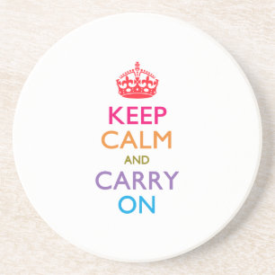 KEEP CALM AND CARRY ON Multicolored Coaster