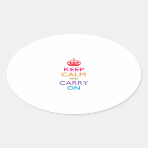 KEEP CALM AND CARRY ON Multicolored Oval Sticker