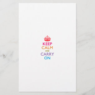 KEEP CALM AND CARRY ON Multicolored Stationery