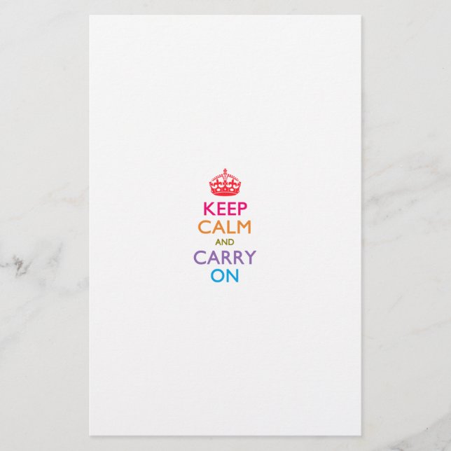 KEEP CALM AND CARRY ON Multicolored Stationery (Front)