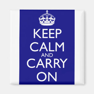 Keep Calm And Carry On: Navy Blue Magnet