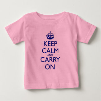 Keep Calm and Carry On Navy Blue Text Baby T-Shirt
