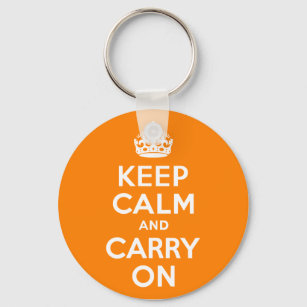 Keep Calm and Carry On Orange Key Ring