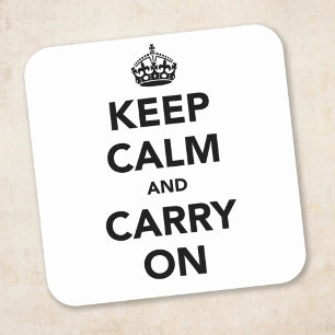 Keep Calm And Carry On Original Square Sticker