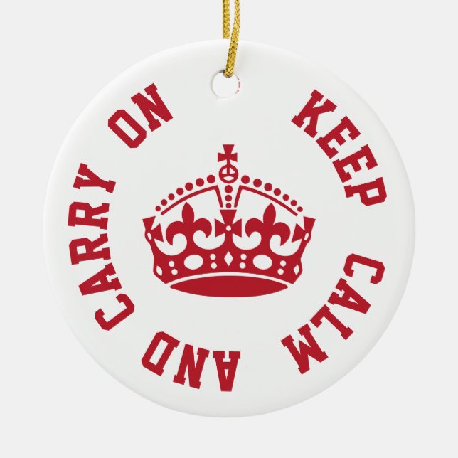 Keep Calm and Carry On - Personalised TEXT Ceramic Tree Decoration (Front)