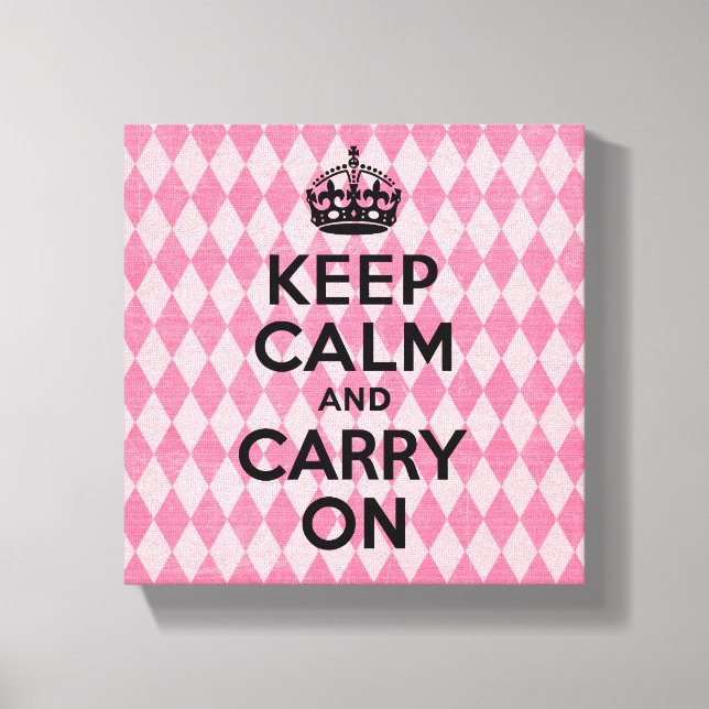 Keep Calm and Carry On Pink Diamonds Canvas Print (Front)