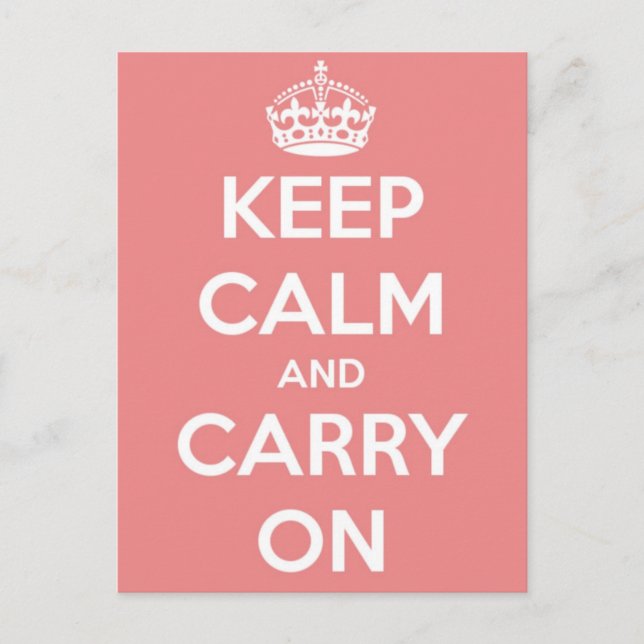 Keep Calm and Carry On Pink Postcard (Front)