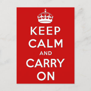 Keep calm and carry on postcard