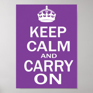 Keep Calm and Carry On Purple Poster