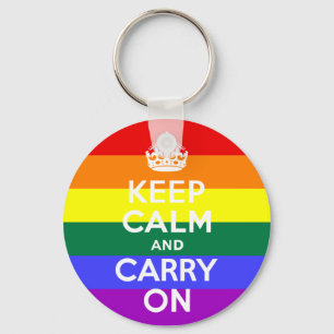 Keep Calm and Carry On Rainbow Key Ring