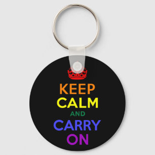 Keep Calm and Carry On Rainbow Key Ring