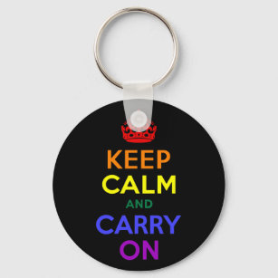 Keep Calm and Carry On Rainbow Key Ring