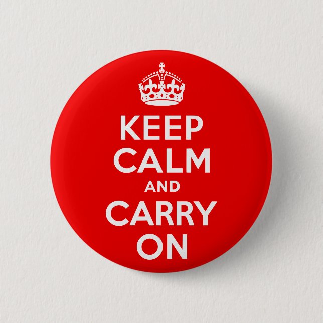 Keep Calm and Carry On Red 6 Cm Round Badge (Front)