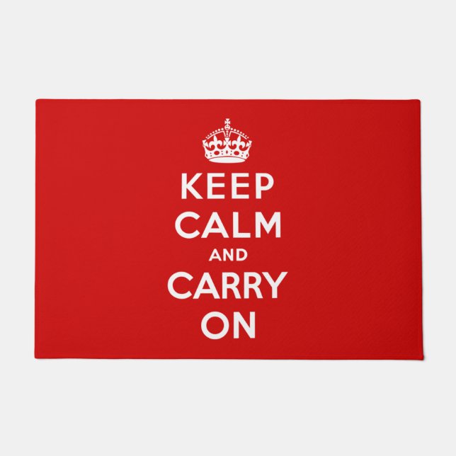 Keep Calm and Carry On (Red Design) Doormat (Front)