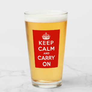 Keep Calm and Carry On (Red Design) Glass