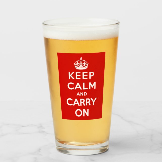 Keep Calm and Carry On (Red Design) Glass (Front Filled)