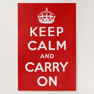 Keep Calm and Carry On (Red Design) Jigsaw Puzzle