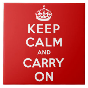 Keep Calm and Carry On (Red Design) Tile