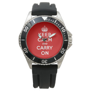 Keep Calm and Carry On (Red Design) Watch