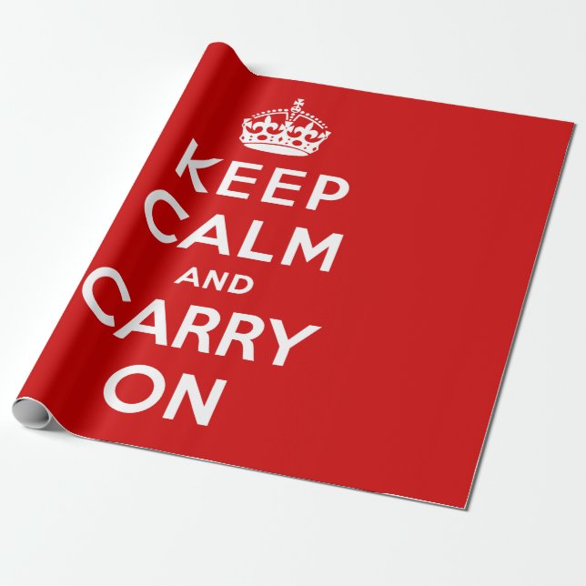 Keep Calm and Carry On (Red Design) Wrapping Paper (Unrolled)