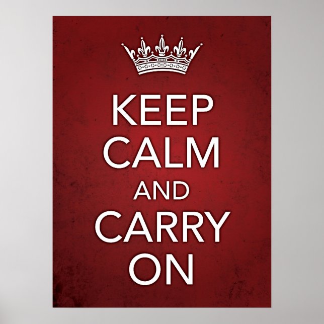 Keep Calm and Carry On Red Grunge Print (Front)