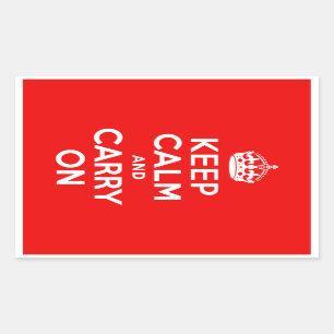 Keep Calm and Carry On Red Rectangular Sticker