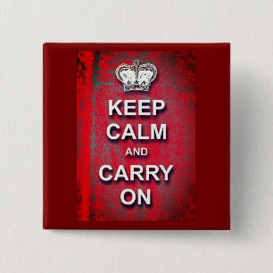 Keep Calm and Carry On Red Vintage 15 Cm Square Badge