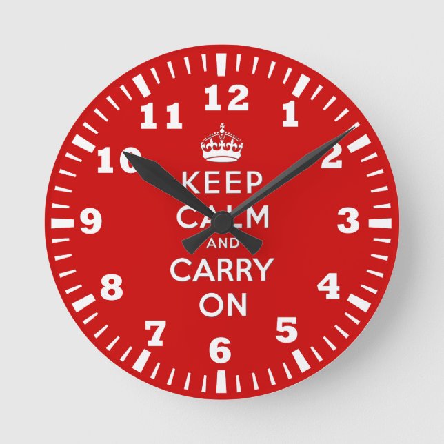 Keep calm and carry on round clock (Front)