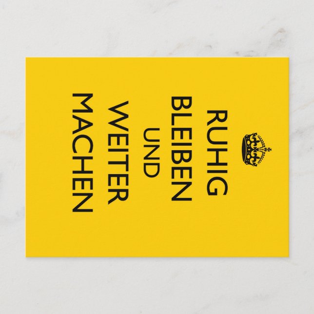 Keep Calm and Carry on - Ruhig Bleiben German Postcard (Front)