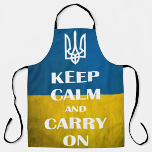 Keep calm and carry on Ukrainian emblem trident Apron