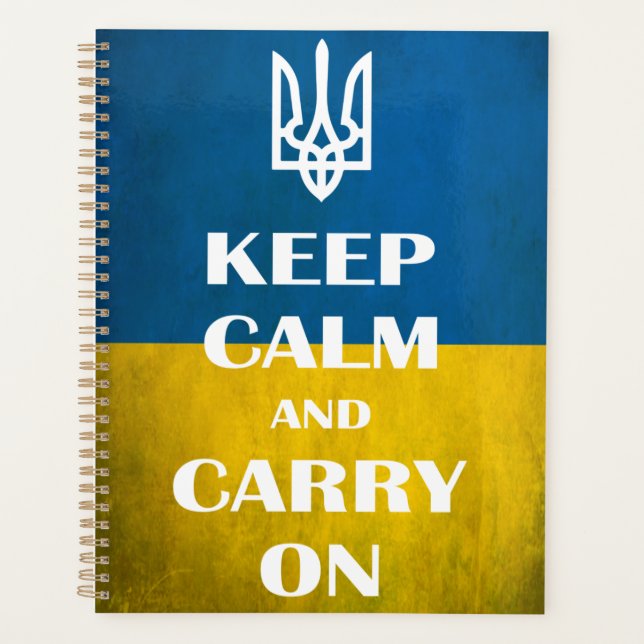 Keep calm and carry on Ukrainian emblem trident  Planner (Front)